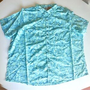 Eddie Bauer Baja Short Sleeve Shirt, Teal, 100% cotton, size 3X